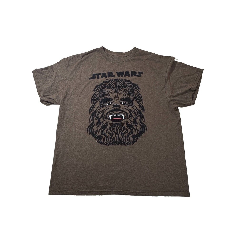 Star Wars Chewbacca Brown Textured Felt Graphic T-Shirt Men's Size XL 2013